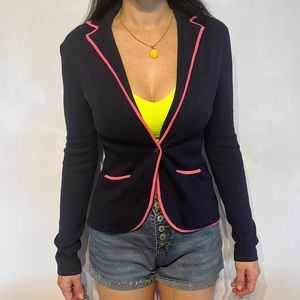 Lilly Pulitzer Navy Cardigan with Pink Trim